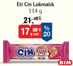 ETİ CİN LOKMALIK 114 G fiyat ve kampanya bilgisi